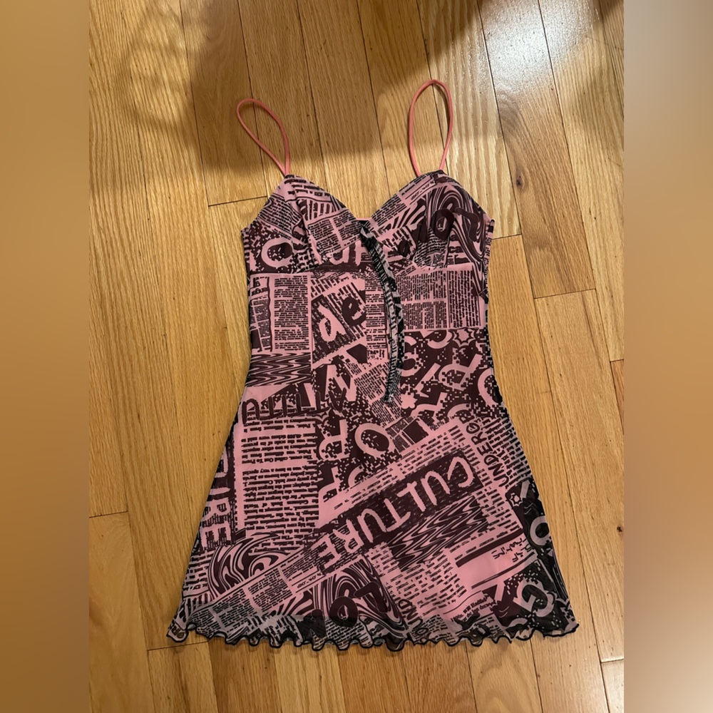 Urban Outfitters Pink and Black Patterned Dress